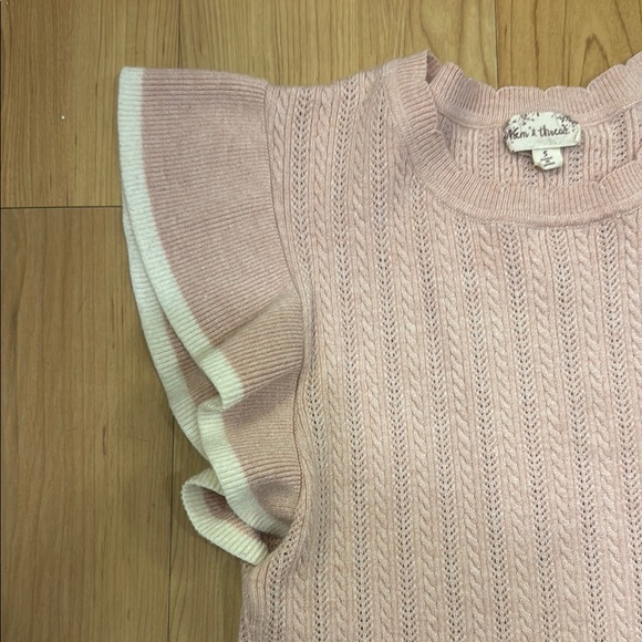 Pink Ruffled Sleeve Knit Top - Picture 3 of 6